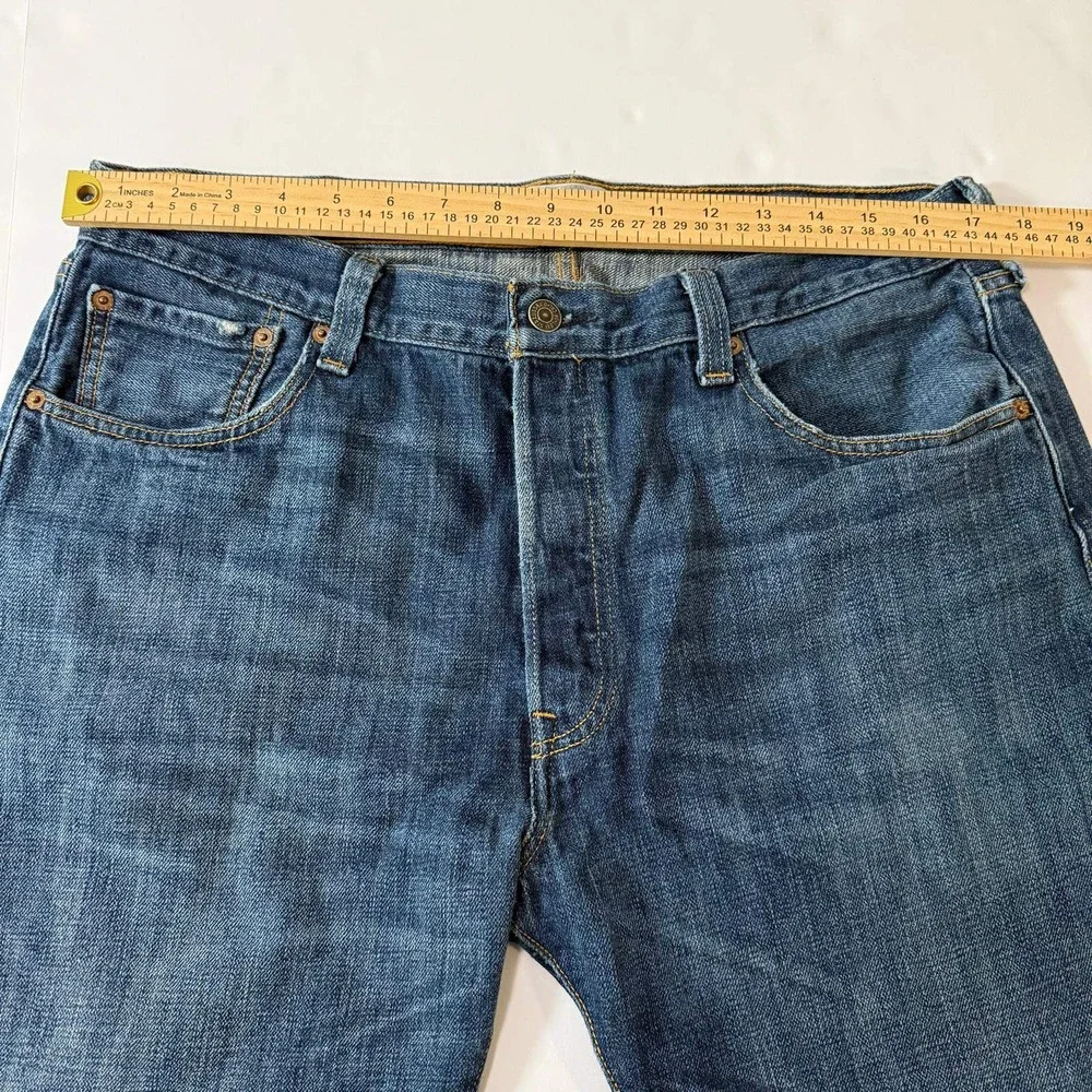 Levis 501 Original Mens Straight Leg Button Fly Jeans Medium Wash Blue 36x34